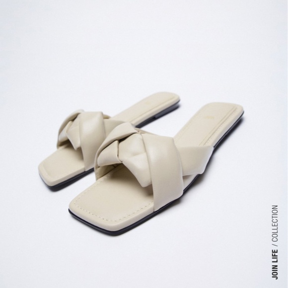 Zara Flat Leather Sandals Worn Once 8.5 - Picture 1 of 11